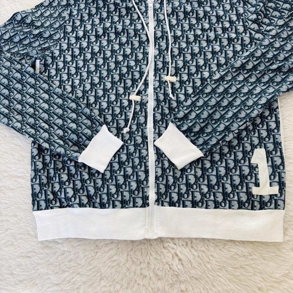 Christian Dior Vintage Trotter Blue/White Hoodie Jacket EU 38 US 6 - Picture 5 of 16